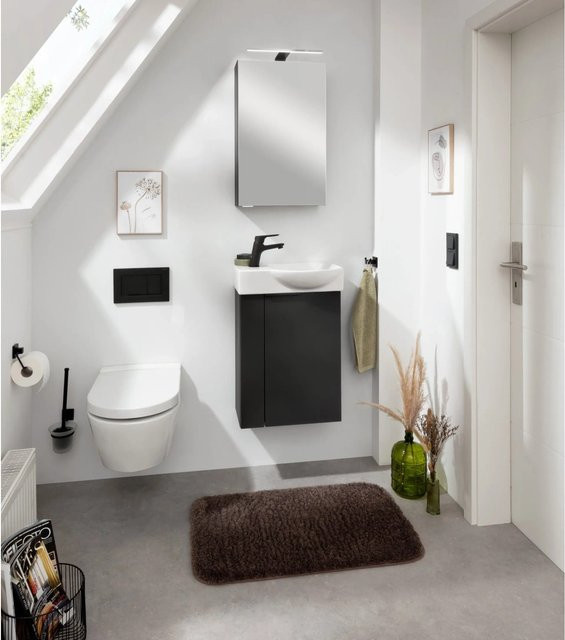 Fackelmann Spiegelschrank SBC mit LED-Beleuchtung und Steckdose, Schwarz Matt, B/H/T: 40 x 68 x 15,3 cm - Bild 1