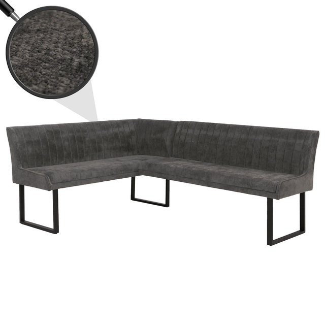MCW Eckbank O82 Modern Esszimmerbank aus Chenille Stoff und Metall in Dunkelgrau B/T/H: 159 x 45 x 210 cm - Bild 1