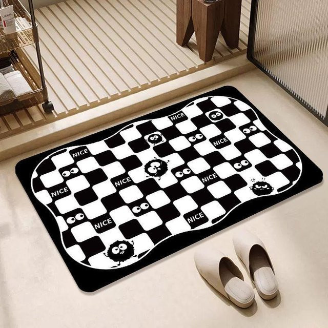 Rutschfeste und schmutzabweisende Badezimmer-Saugmatte aus Kieselgur in Schwarz, B/B: 40 x 60 cm - Bild 1