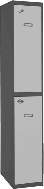 PROREGAL Spind AMEGO Grundmodul mit 2 Abteilen, Schließfach Garderobe, Anthrazit-Grau, H x B x T: 180 x 40 x 50 cm - Bild 1