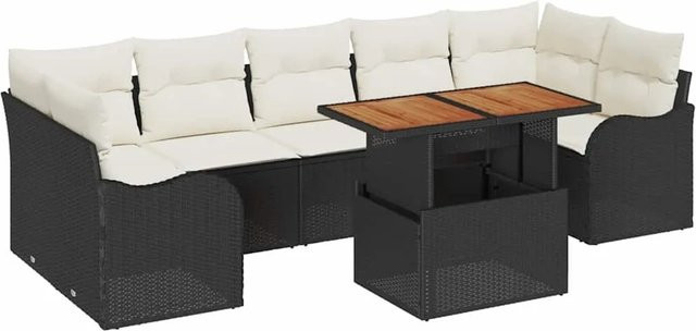 vidaXL Garten-Sofa-Set aus Poly-Rattan in Schwarz mit 8 Teilen und integriertem Speicher - Bild 1