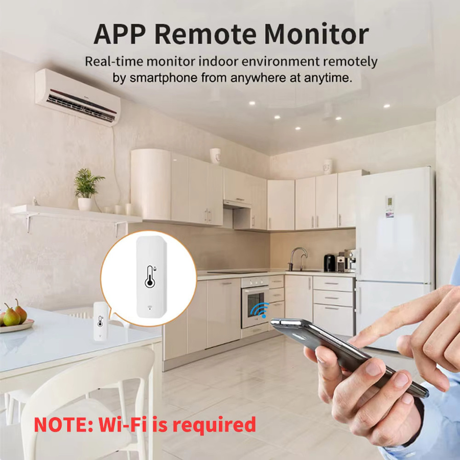 Tuya WiFi Smart Temperatur- und Feuchtigkeitssensor in Weiß, batteriebetrieben, kompatibel mit Alexa und Google Home - Bild 2