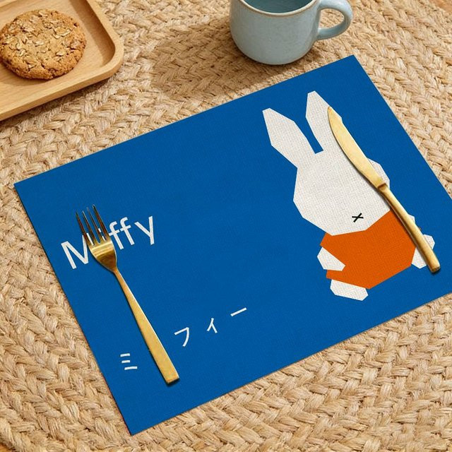 Miffy Tischsets aus Leinen in Blau mit grafischem Design und minimalistischem Stil - Bild 1