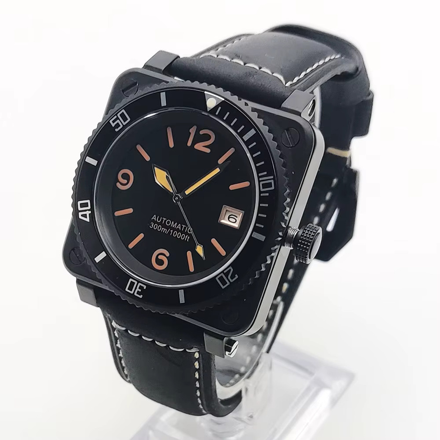 PARNSRPE Taucheruhr, Automatik, Edelstahl, 42 mm, Lederarmband, Herren - Bild 2