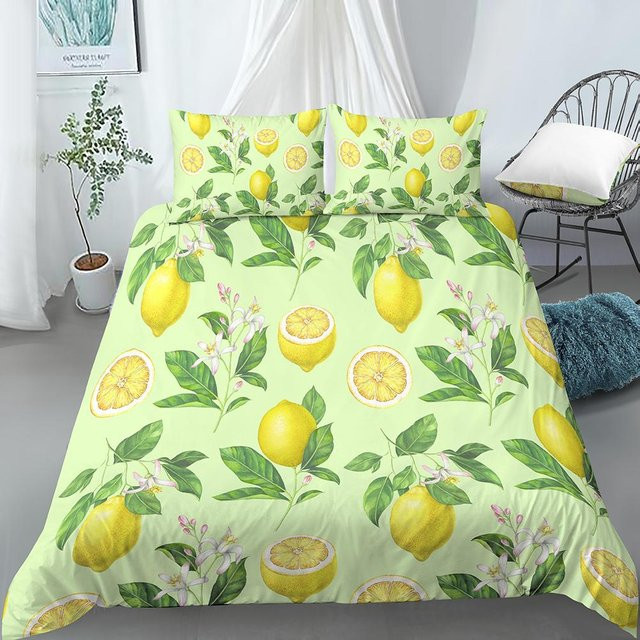 Binchi Outdoor Product Bettwäscheset Zitronen-Design aus Mikrofaser, 2/3-teilig, Grün/Mehrfarbig, B/H: 180 x 210 cm - Bild 1
