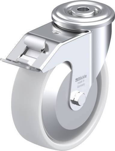 Blickle Lenkrolle LER-PO 125KA-FI-FA mit Feststeller, Rad-Durchmesser: 125 mm, Tragfähigkeit: 150 kg, Farbe: Silber/Weiß - Bild 1