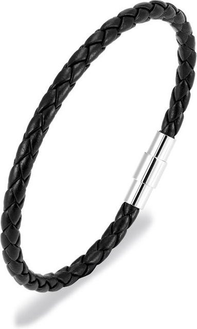 YULIN Armband Herren, Leder, geflochtenes Seil, Edelstahl Verschluss, 23cm - Bild 1