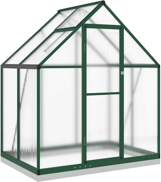 Furnicato Gewächshaus mit Fundamentrahmen in Grün aus Aluminium und Polycarbonat, B/T/H: 169 x 114 x 202 cm - Bild 1