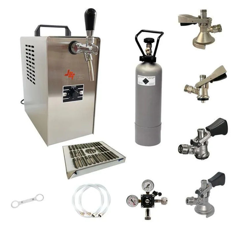 ich-zapfe Bierzapfanlage JET 30 Bierkoffer Komplett Set mit 1-leitigem Durchlauf-Trockenkühler und KeyKeg Zapfkopf in Silber und Edelstahl - Bild 4