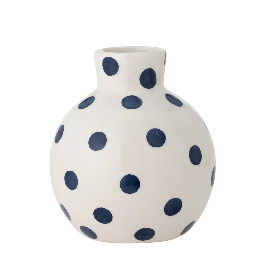 Bloomingville Keramikvase Fian in Blau mit Punktmuster im skandinavischen Design, Höhe: 11,0 cm - Bild 1