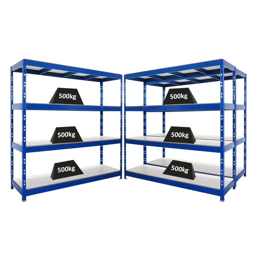 3er Set PROREGAL Rhino Profi Schwerlastregal in Blau mit 4 Melamin-Ebenen, B/H/T: 200 x 200 x 60 cm - Bild 2