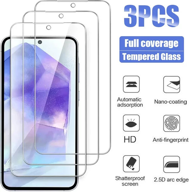 3er-Set gehärtetes Glas Displayschutz für Samsung Galaxy S25 S24 S23 S22 S21 S20 Ultra Plus und FE in Transparent - Bild 1