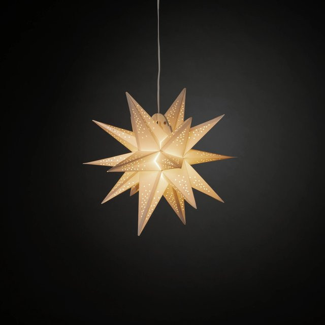 Konstsmide 3D Papierstern in Weiß mit Anschlusskabel, Dimmer und Schalter - Bild 1