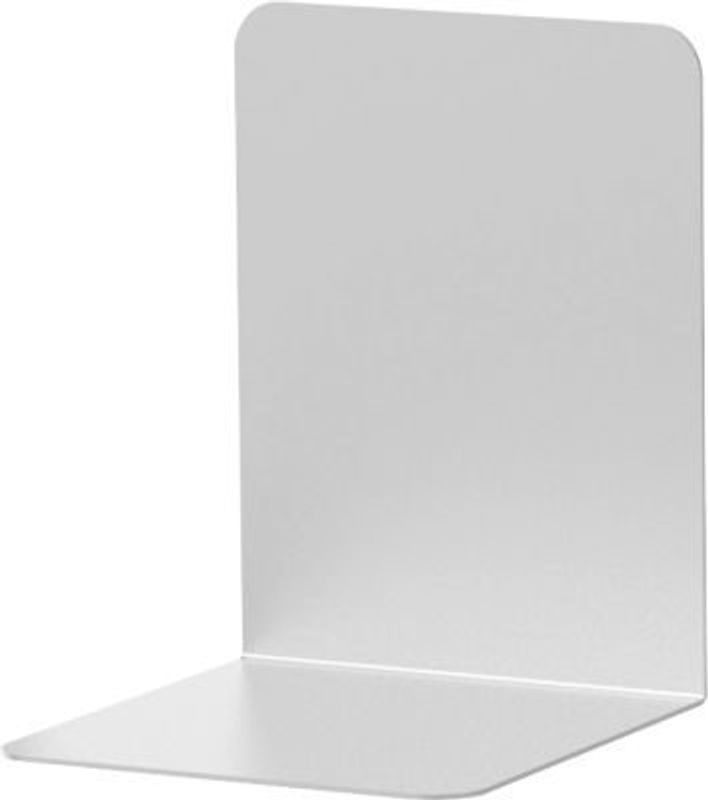 2er Set Buchstützen aus Aluminium in L-Form, geometrisches Design, silber oder weiß, B/T/H: 10 x 10 x 13 cm - Bild 1