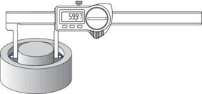 Helios Digitaler Taschenmessschieber IP67 in Silber mit außen gewinkelten Messspitzen, Messbereich 150 mm - Bild 1