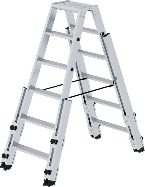 PROREGAL Stufen-Stehleiter Treppengängig in Silber mit 2 x 6 Stufen - Bild 1