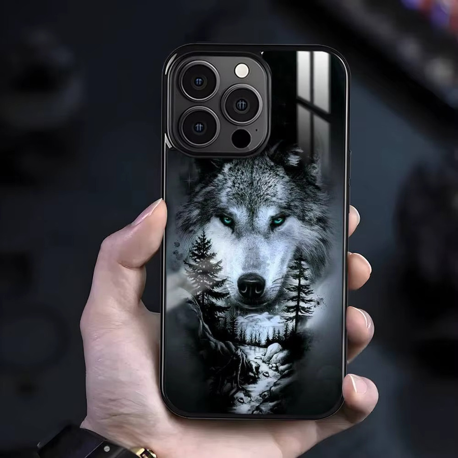 Handyhülle Cool Wolf im Winter für iPhone 16 15 14 13 Pro Max Plus Mini mit magnetischer MagSafe kabelloser Ladefunktion - Bild 4
