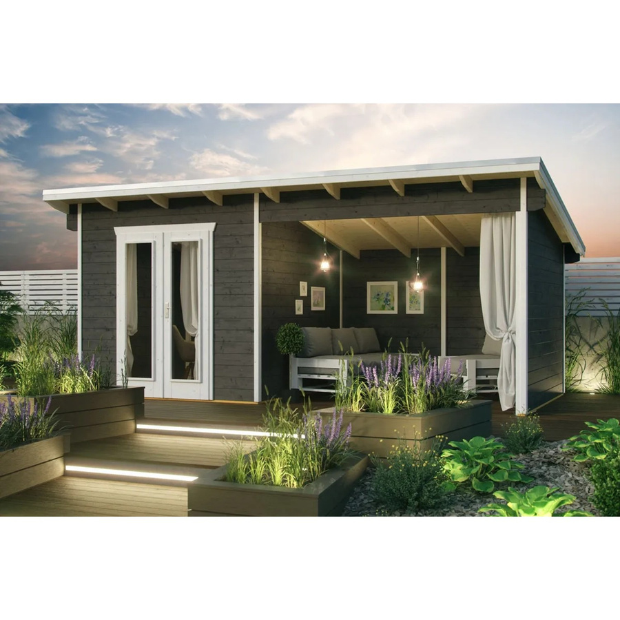 Skan Holz Gartenhaus Texel mit Pultdach in Grau, B/H/T: 590 x 249,5 x 250 cm - Bild 2