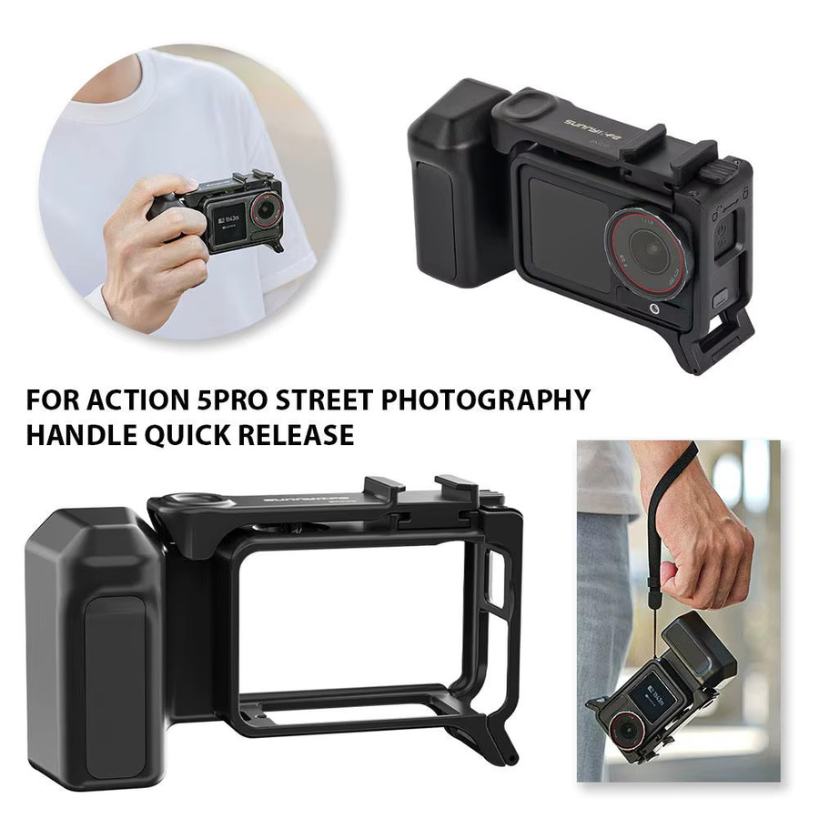 DJI Street Grip Kit Käfig für Osmo Action 5 Pro, 4 und 3 in Schwarz mit Schnell-Release-Mount und Kaltgewindebuchse - Bild 2