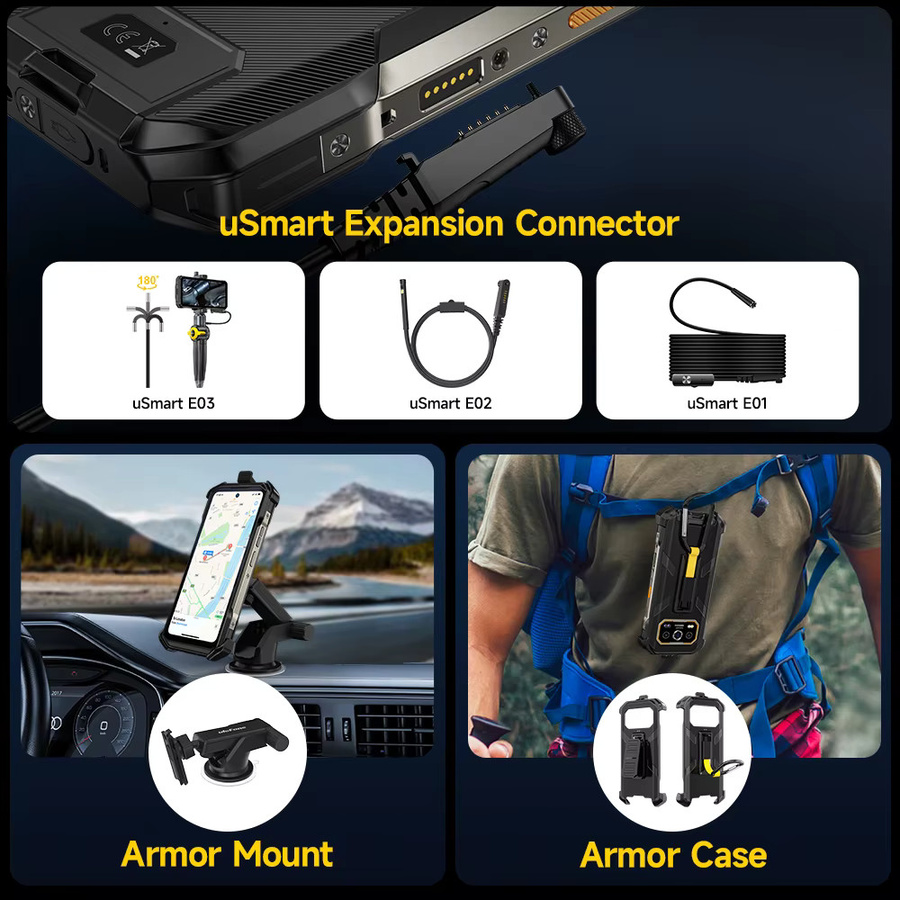 Ulefone Armor 27 Pro 5G Smartphone Schwarz mit 256 GB Speicher, 10600 mAh Akku, 50 MP Kamera, Android 14 und NFC - Bild 6