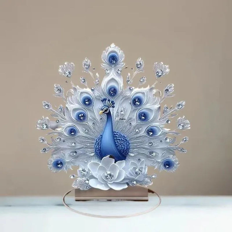 Elegante Pfauenfigur von ouhoe in Blau als dekoratives Ornament für dein Büro und dein Zuhause - Bild 1