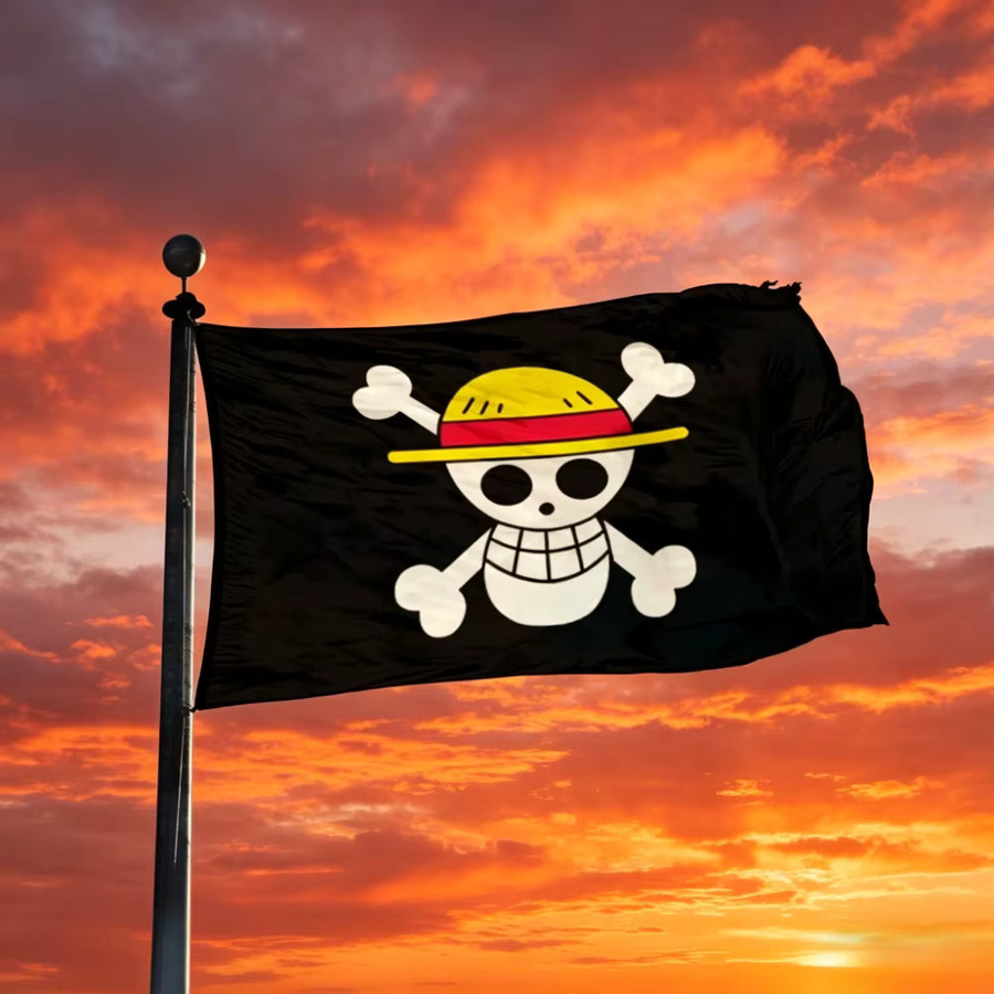 Bandai One Piece Piraten-Totenkopf-Flagge Wanddekoration Schwarz B: 90 cm, H: 150 cm - Bild 2