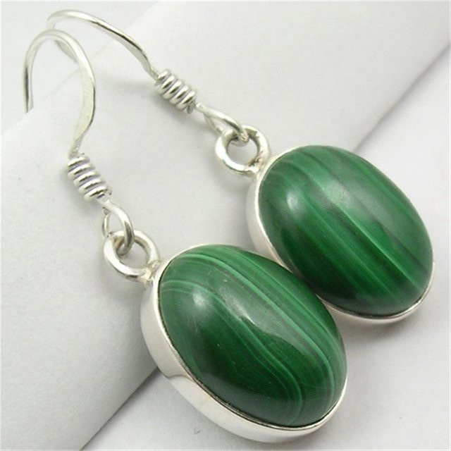 YoYo Ohrringe, oval, synthetischer Malachit, Damen - Bild 1
