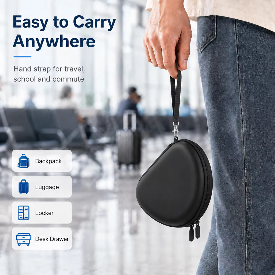 Harte Kopfhörertasche für JBL Tune 520BT 510BT, kompatibel mit TOZO HT3, Picun B8 und JLab JBuds Lux ANC, faltbare Reisetasche in Schwarz oder Grau - Bild 6