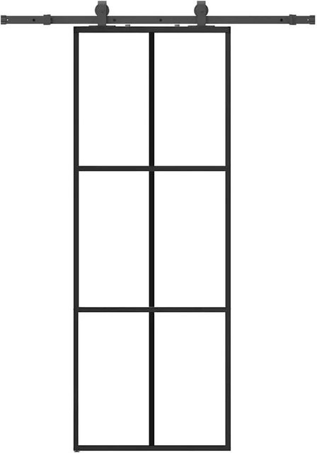 vidaXL Schiebetür aus ESG-Glas in Schwarz mit Beschlag, modern, B: 76 cm, H: 205 cm - Bild 1