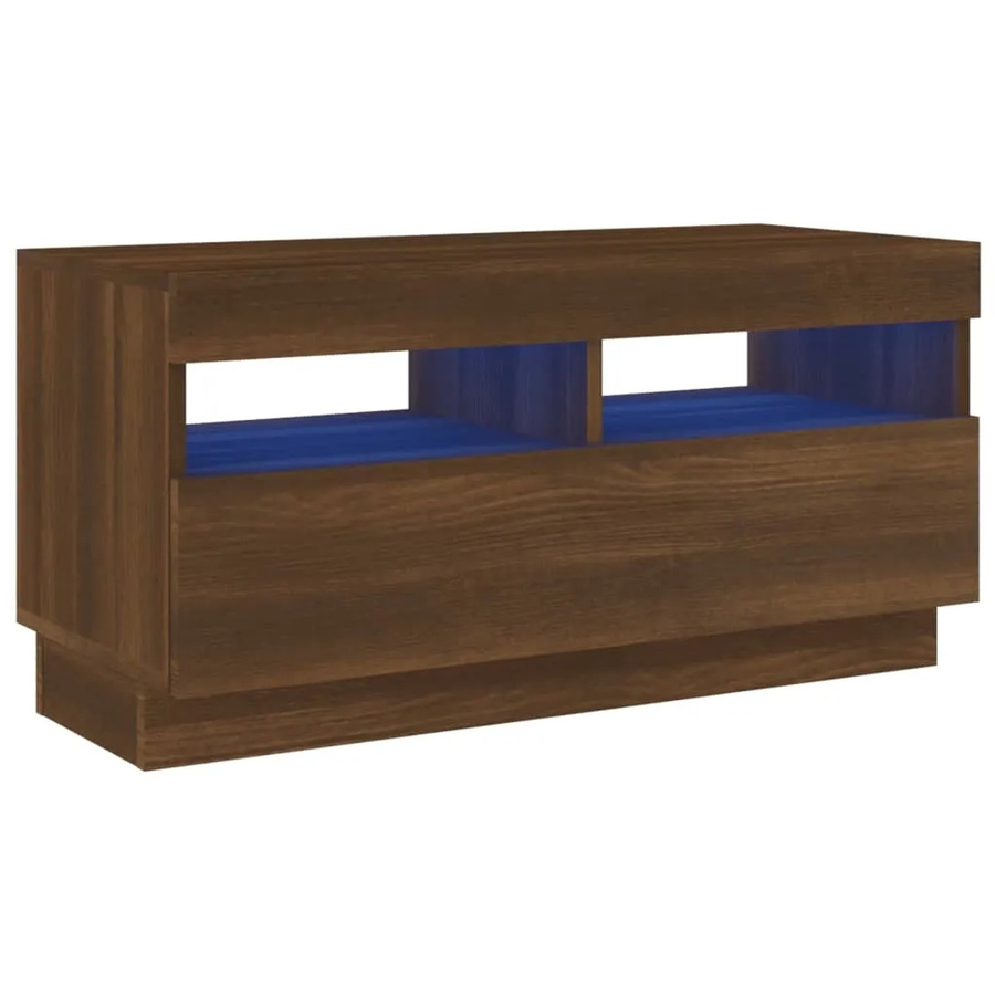 vidaXL TV-Schrank mit LED-Leuchten in Braun Eichen-Optik, B/T/H: 80 x 35 x 40 cm - Bild 2