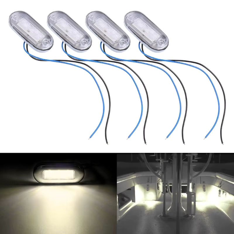 Maritime LED Marine Boot Innenlicht Weiß 12V Wasserdichtes Yacht Zubehör für Kabine Deck Gangway und Treppe, 4er-Set - Bild 3