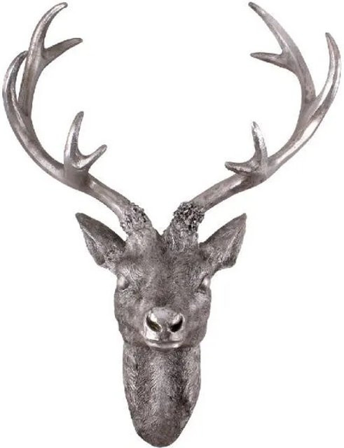 Lex Hirschkopf Wanddeko Silber B: 20 cm, H: 30 cm - Bild 1
