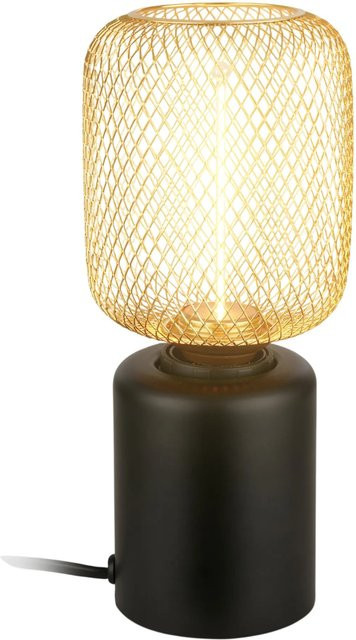 Brilo Tischleuchte Rist Drahtkorb aus Metall in Schwarz-Gold, Höhe: 25 cm, Durchmesser: 10 cm - Bild 1