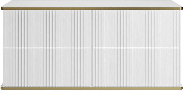 Waschbeckenunterschrank Keliza von Vente-unique in Weiß mit Gold-Akzenten im Art-déco-Stil, gerippte Oberfläche, B: 120 cm, T: 47 cm, H: 54 cm - Bild 1