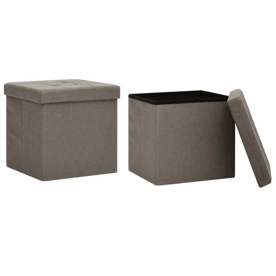 vidaXL Hocker mit Stauraum 2er Set in Taupe Leinenoptik B/T/H: 38 x 38 x 38 cm - Bild 2