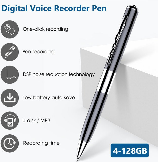 luxuglow Digital Voice Recorder Pen Professionelles Diktiergerät für Audioaufnahmen in WAV und MP3, wiederaufladbar - Bild 1