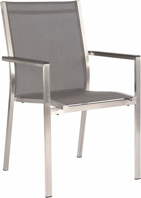 Stern Cardiff Stapelsessel silbergrau aus Edelstahl und Textilene mit Armlehnen B/T/H: 61 x 57 x 92 cm - Bild 1
