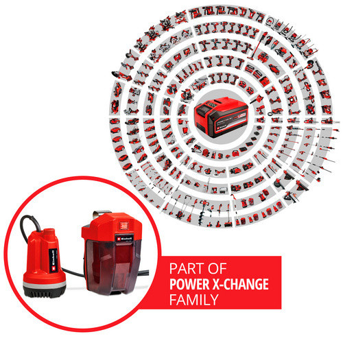 Einhell Power X-Change Akku-Klarwasserpumpe GE-PP 18 RB Li Solo in Rot/Schwarz - Bild 2