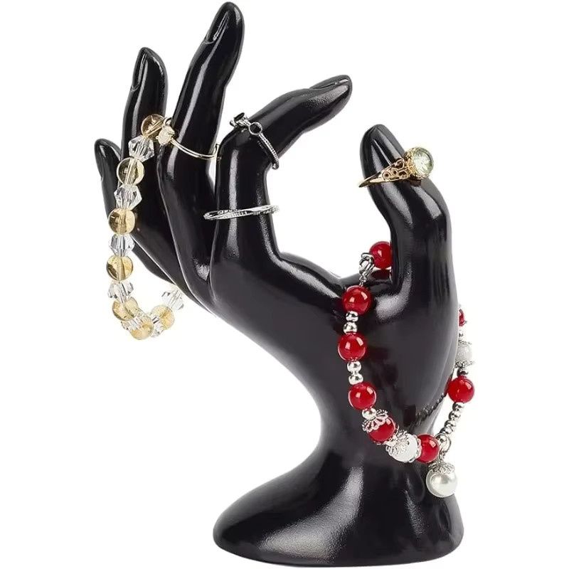 OK Gesture Ring Handhalter Schwarz als Schmuckständer und Uhrenständer aus Kunststoff für Ringe, Armbänder und Uhren zur Präsentation und als Foto-Requisite - Bild 6