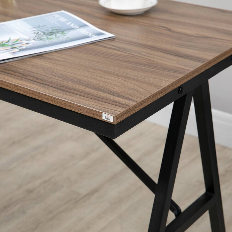 HOMCOM Bartisch Set 5-teilig in Nussbaum mit Barhockern im Industrie-Design, Essgruppe für Esszimmer, B/T/H: 120 x 60 x 91 cm - Bild 3
