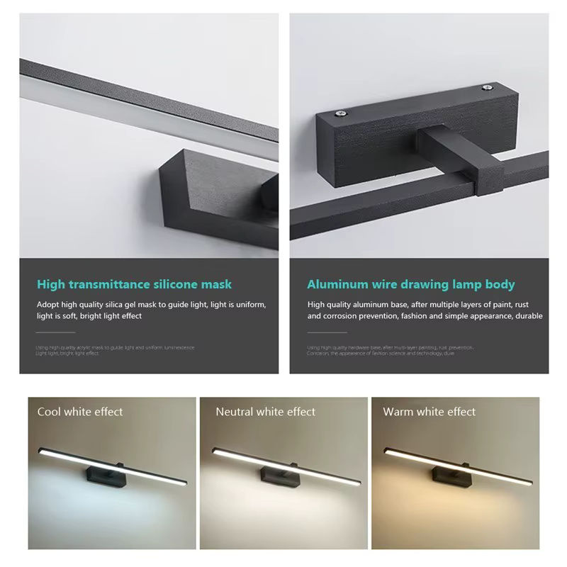 DARHYN LED Wandlampe für Badezimmer und Spiegel in Weiß oder Schwarz, moderne wasserdichte Design-Leuchte - Bild 4