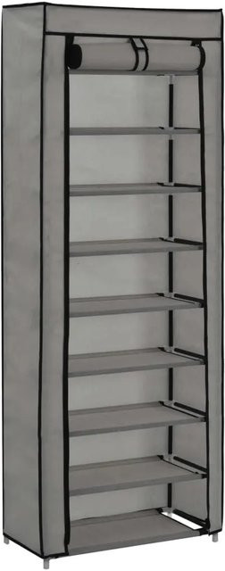 vidaXL Schuhschrank Grau mit Stoffabdeckung B: 57 cm, T: 29 cm, H: 162 cm - Bild 1