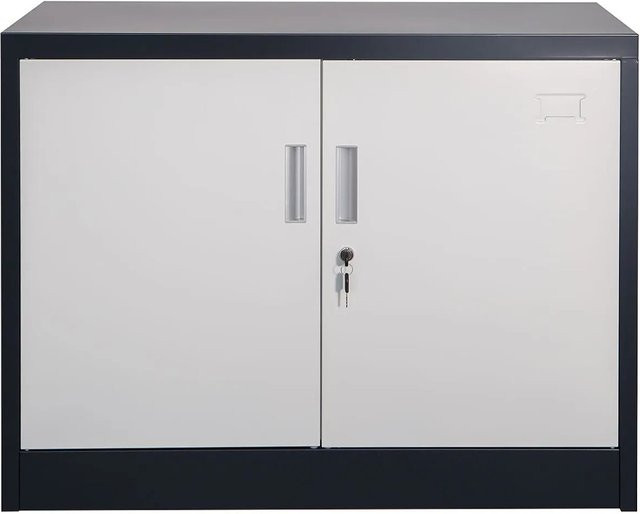 Jet-Line Stahlschrank Saratow in Grau-Weiß mit abschließbaren Türen und verstellbaren Regalböden B/T/H: 68 x 40 x 90 cm - Bild 1