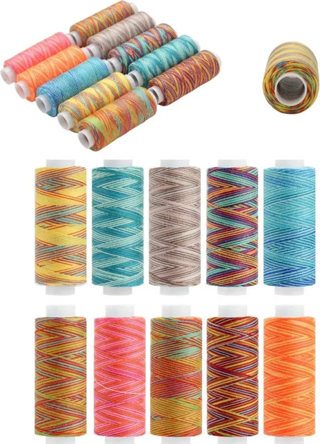 10 Rollen farbiges Polyester-Nähgarn für DIY-Nähen und Sticken, Multicolor, 300 Yards pro Rolle - Bild 1