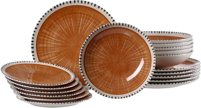 Ritzenhoff & Breker Teller-Set Natura 18-teilig aus Keramik in Braun - Bild 1