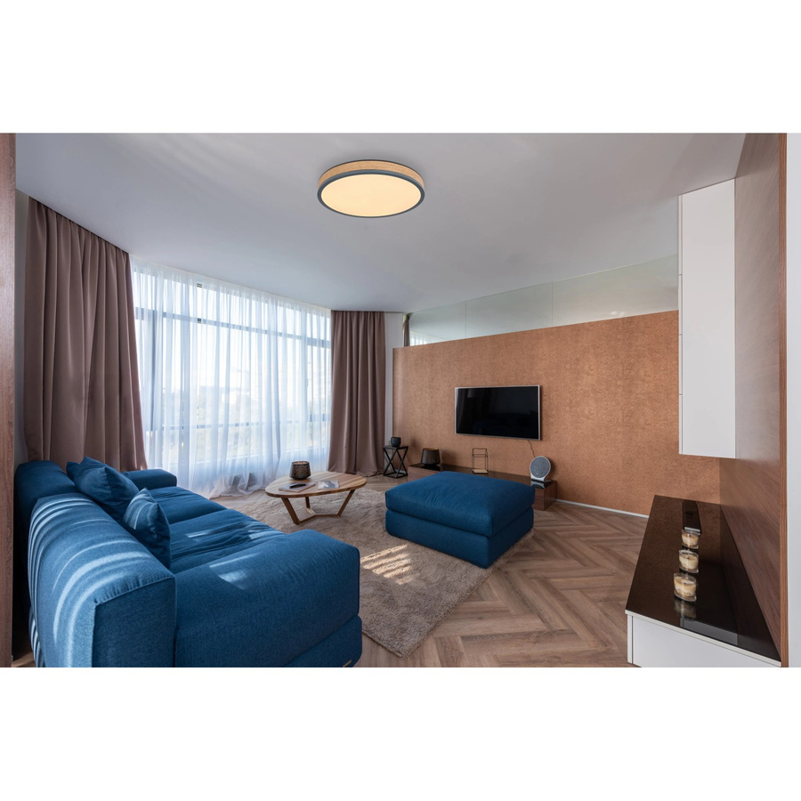 Globo LED-Deckenleuchte Doro in Graphit mit Holz, dimmbar und mit Fernbedienung, Durchmesser: 45 cm, Höhe: 8,5 cm - Bild 2