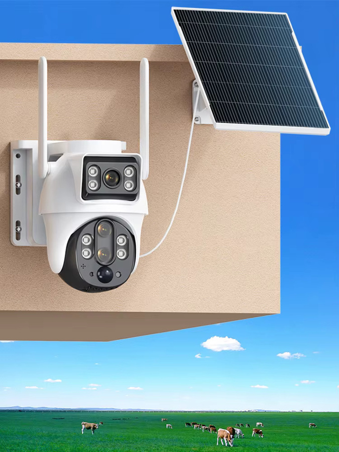 XIAOVV WLAN-Solarkamera mit Doppellinsen für Außenbereich, 6MP, kabellose Akku-IP-Kamera mit PIR-Nachtsicht, Farbe: Weiß - Bild 5
