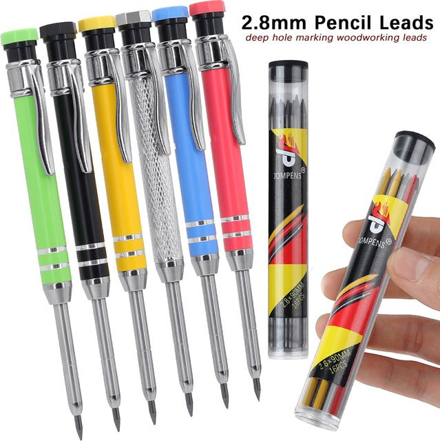 MROOFUL Metall-Zimmermannsbleistift-Set mit 2,8mm Graphit-Ersatzminen in Blau für Holzbearbeitung und Ingenieurwesen - Bild 1