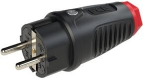 PCE Schutzkontaktstecker IP54 aus Vollgummi in Schwarz, 16A / 250V AC, 3p (2P+E) - Bild 1