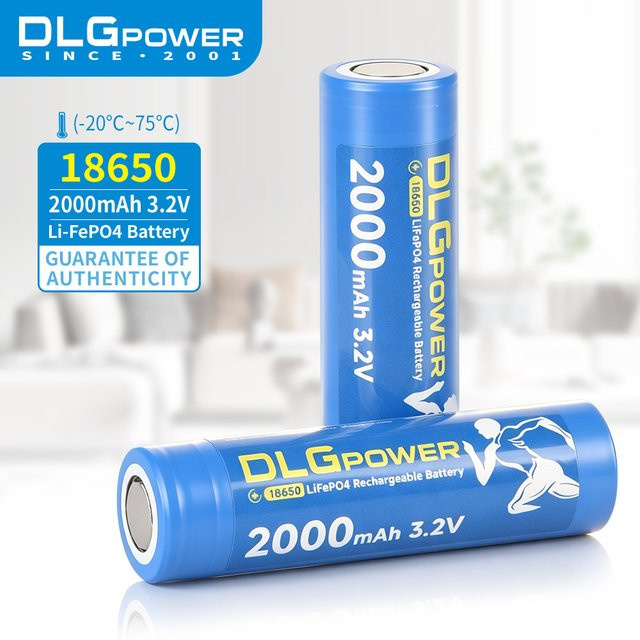 DLGPOWER LiFePo4 Akku 18650 3,2V 2000mAh in Blau für Taschenlampen, Rauchmelder und Spielzeug - Bild 1